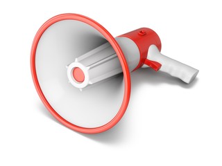 3D Rendering Megaphone isolated on white background