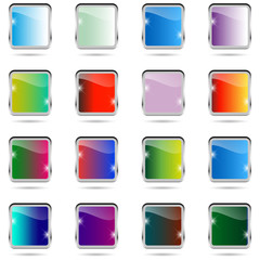 Set of blank colorful square buttons for website or app.