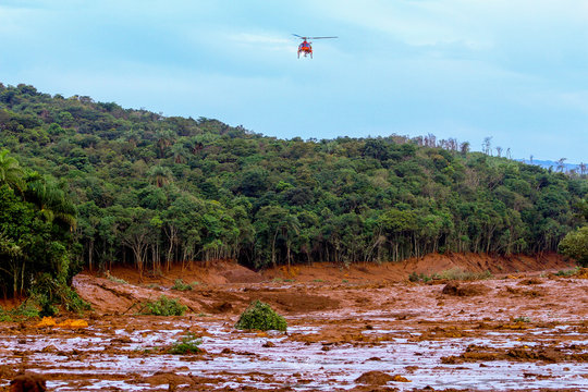 Mineral tailings mud after dam rupture in Brumadinho, Minas Gerais, Brazil