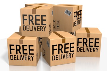 Free package delivery concept - 3D rendering