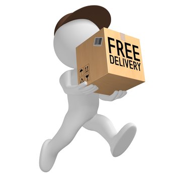 Free package delivery concept, courier - 3D rendering
