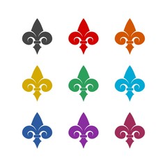 Fleur de lis icons set color collection isolated on white background