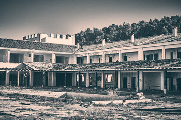 Fototapeta premium Pieces of abandoned architecture. graffiti and vandalism. Pass of the time