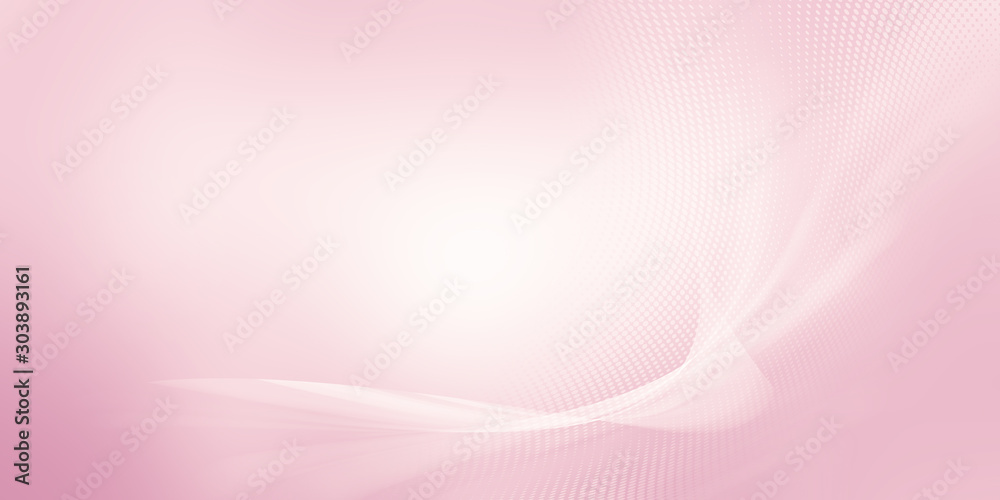 Wall mural white blur geometric light on pink background with line network data.