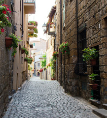 Fototapeta na wymiar A medieval italian street in Orvieto