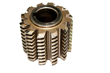 Drill cutters on white background isolate, close-up.