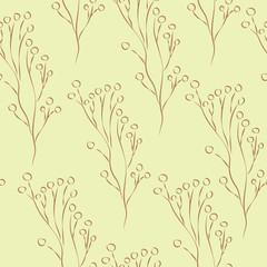 Seamless Pattern with Cute Flowers. Hand Drawn Scandinavian Style. Vector Illustration