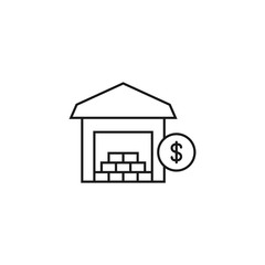 paid warehouse - minimal line web icon. simple vector illustration. concept for infographic, website or app.