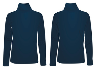 Blue high neck long sleeve t shirt. vector illustration