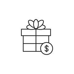 paid gift - minimal line web icon. simple vector illustration. concept for infographic, website or app.