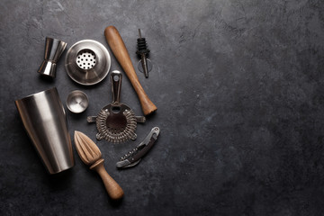 Cocktail utensils. Set of bar tools