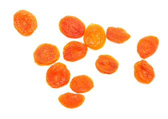 Dried apricots on a white background. Dried fruit. Isolate.