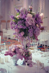 Festive table decoration in Lilac colours.