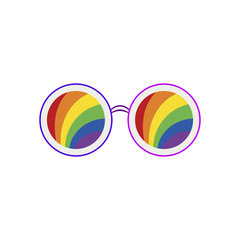 Sunglasses, rainbow color. LGBT symbols. Abstract concept, icon. Vector illustration on white background.