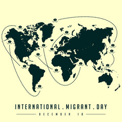 International Migrant Day with navigation boat icon vector cartoon