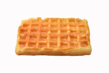 Belgian waffle isolated on white background.