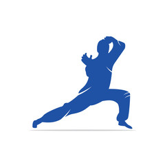 Karate sports logo. martial art silhouette vector, fight sport logo design.