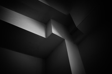Geometrical chaos of room's walls architecture background