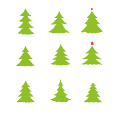 Hand drawn sketch Set of Christmas tree. Vector illustration icon doodle.