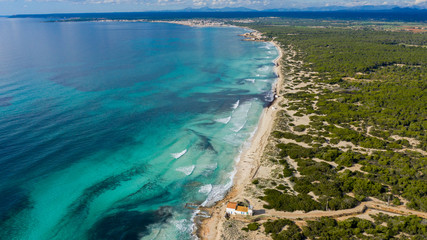 Es Trenc beach from a height, Majorca, Spain