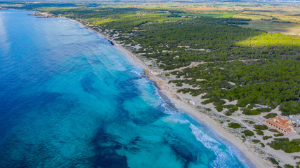 Es Trenc beach from a height, Majorca, Spain