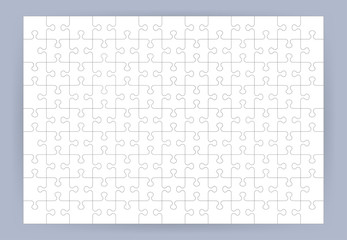 Jigsaw puzzle blank template or cutting guidelines. Vector illustration.