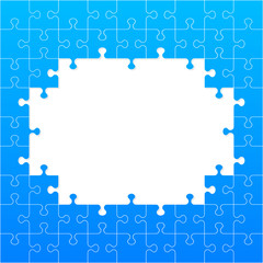 Jigsaw puzzle blank template or cutting guidelines. Vector illustration.