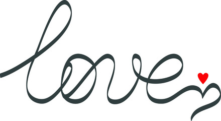 Fototapeta na wymiar The word love is written in handwritten font. Lettering. By the holiday Valentine's Day.