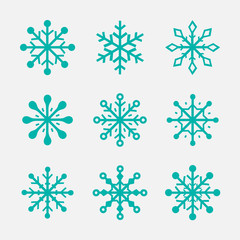 Naklejka na ściany i meble Collection of snowflake icons. Vector