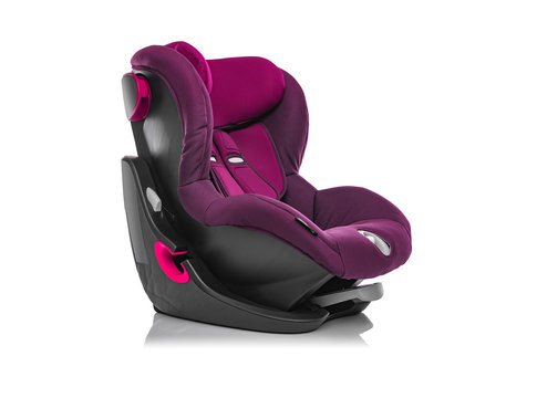 Child car seat on a white background.