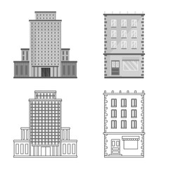 Isolated object of municipal and center icon. Collection of municipal and estate stock vector illustration.