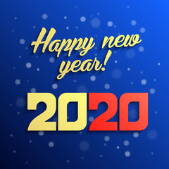 Fototapeta na wymiar 2020 a Happy New Year greetings. Jubilee or birthday logotype. Vector modern minimalist Happy new year card for 2020 Year. Multi colored illustration. Vector illustration