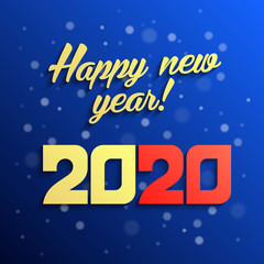 Fototapeta premium 2020 a Happy New Year greetings. Jubilee or birthday logotype. Vector modern minimalist Happy new year card for 2020 Year. Multi colored illustration. Vector illustration