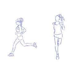 Sketch girl running 