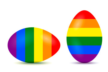 Beautiful Easter eggs decorated like a gay pride rainbow. Symbol of freedom and religious tolerance.