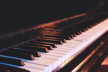 Keys of grand piano, closeup