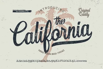 Fotobehang "California". Vintage Brush Font. Retro Typeface. Vector Illustration. © ANDREI