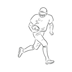 Fototapeta na wymiar man running on white background, rugby player sketch 