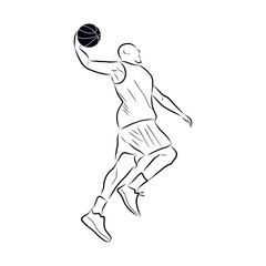 sketch of man in vector, basketball player 