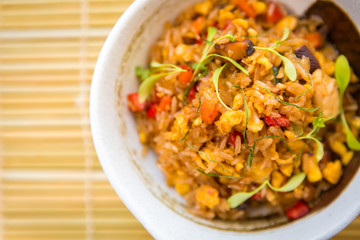 Fried rice with seafood in Japanese style