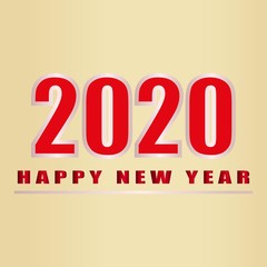 happy new year 2020. red numbers. holiday poster, banner, sticker
