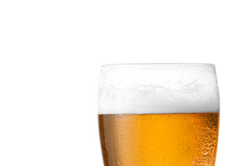 Glass of fresh beer on white background, closeup