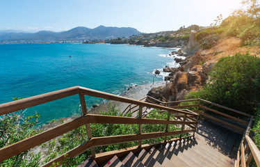 the coastline in Crete Greece near Hersonissos
