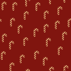Fototapeta premium Christmas candy on red background. Seamless pattern illustrations. Festive background
