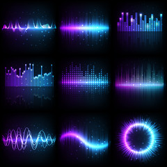 Sound wave, music audio equalizer frequency - obrazy, fototapety, plakaty