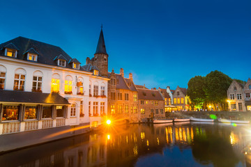 Fototapeta na wymiar Belgium, Brugge, old European town, night view