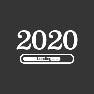 2020 loading line icon. Merry Christmas and Happy New Year, Loading bar icon.