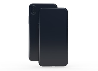 New smartphone with blank screen isolated Flat 3d