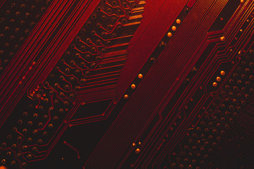 Electronic circuit board abstract background. computer motherboard close up. micro elements of...