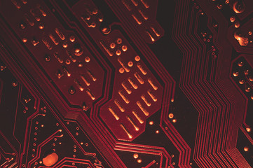 Electronic circuit board abstract background. computer motherboard close up. micro elements of...
